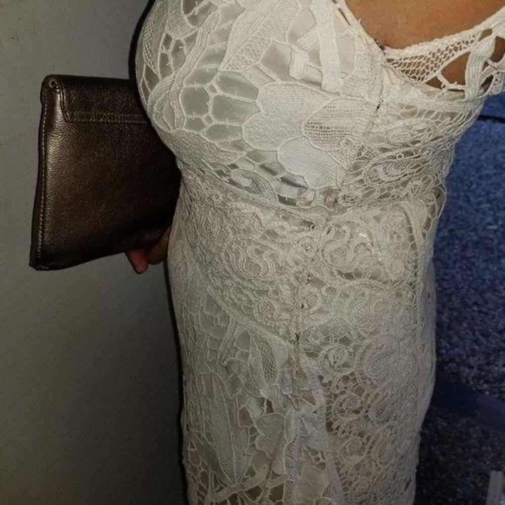Ralph Lauren Vintage Lace Bridal Dress Size 6 Courthouse Wedding Reception Dress - Picture 7 of 17